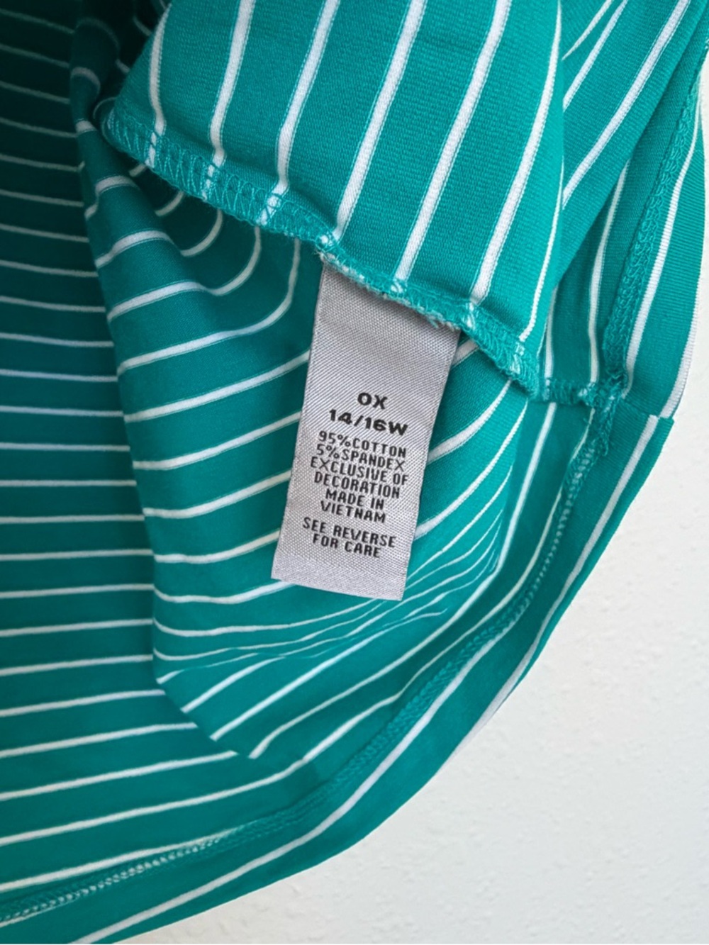 Catherines Teal and White Striped V-Neck Top - Picture 3 of 6